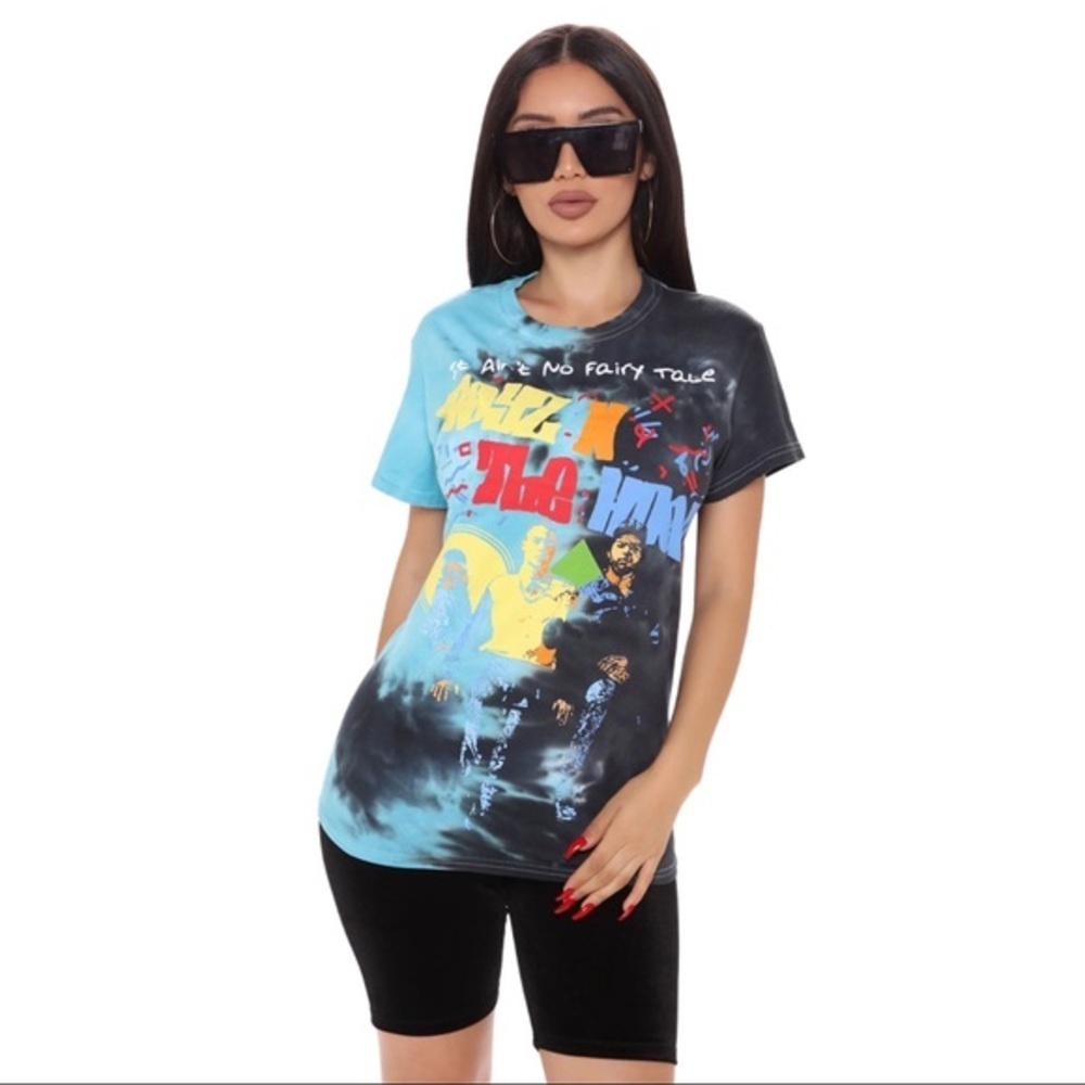 Fashion Nova ✦ Boyz N The Hood Tie Dye Tee ✦ Blue Black Crew Neck 90's NWT - Picture 9 of 10
